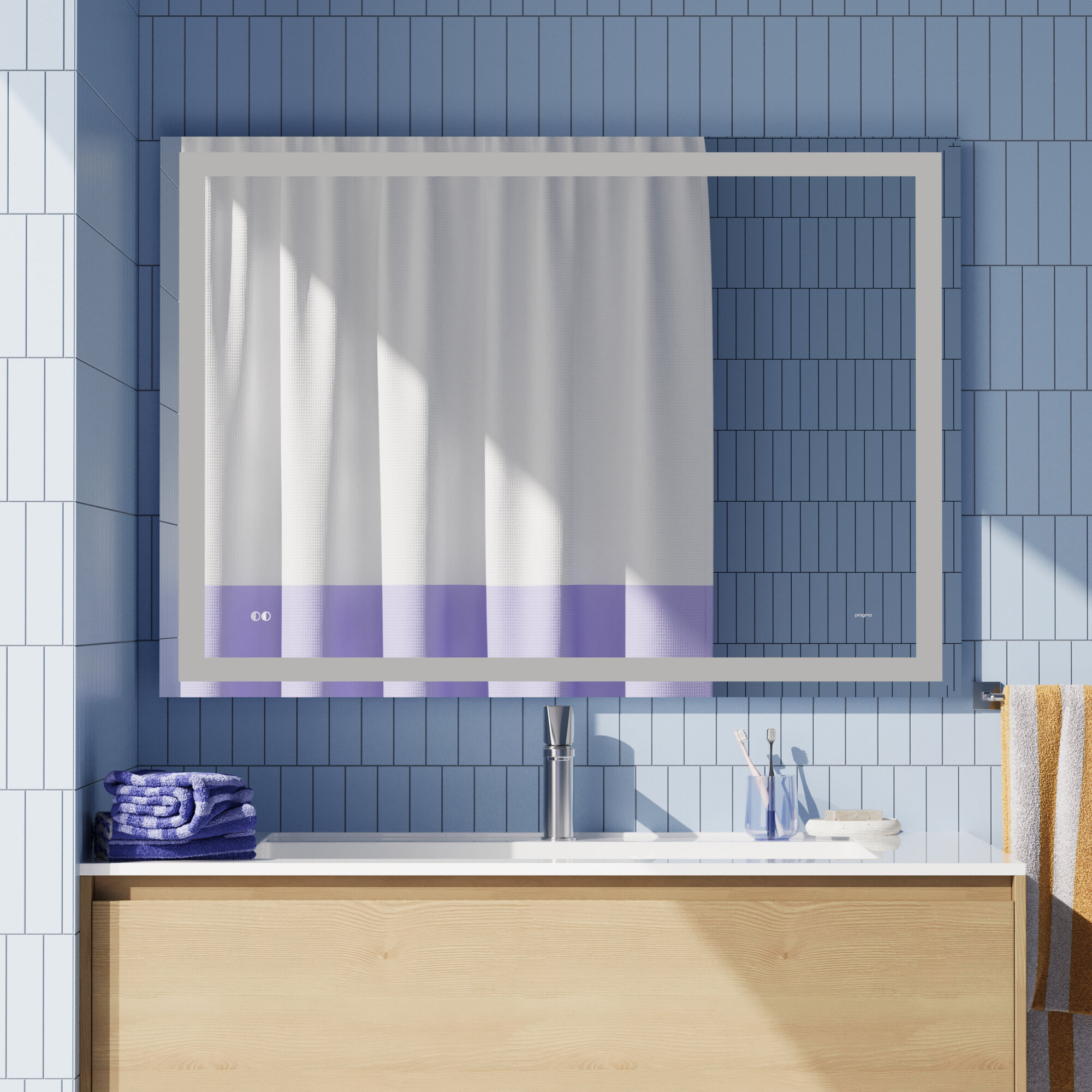 Зеркало для ванной комнаты Pragma Teiden, 80*70 см, с подсветкой и подогревом, TDN6.80LH.003