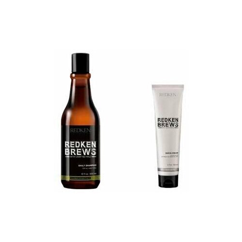 фото Набор мужской redken brews (крем для бритья brews shave cream 150мл, шампунь для волос brews daily shampoo 300мл) 2 шт