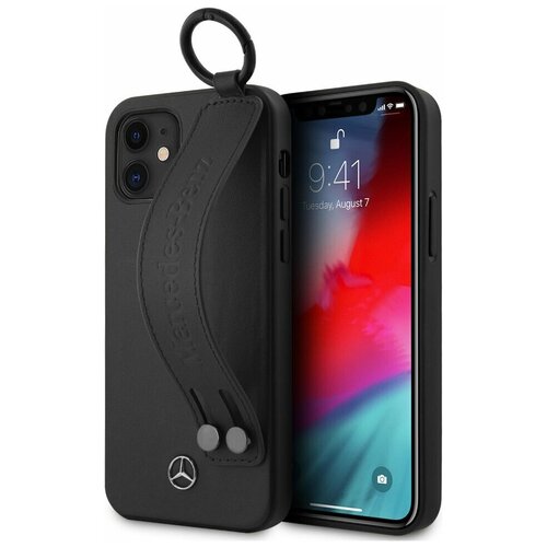 фото Чехол cg mobile mercedes genuine leather with hand strap hard для iphone 12 mini, цвет черный (mehcp12slssbk)