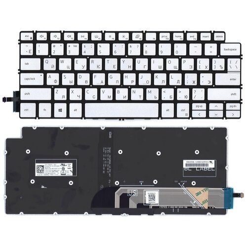 Клавиатура keyboard для ноутбука Dell 14-5390 5391 7391 5490 5491 7491 5498 7490 серебристая 1587₽