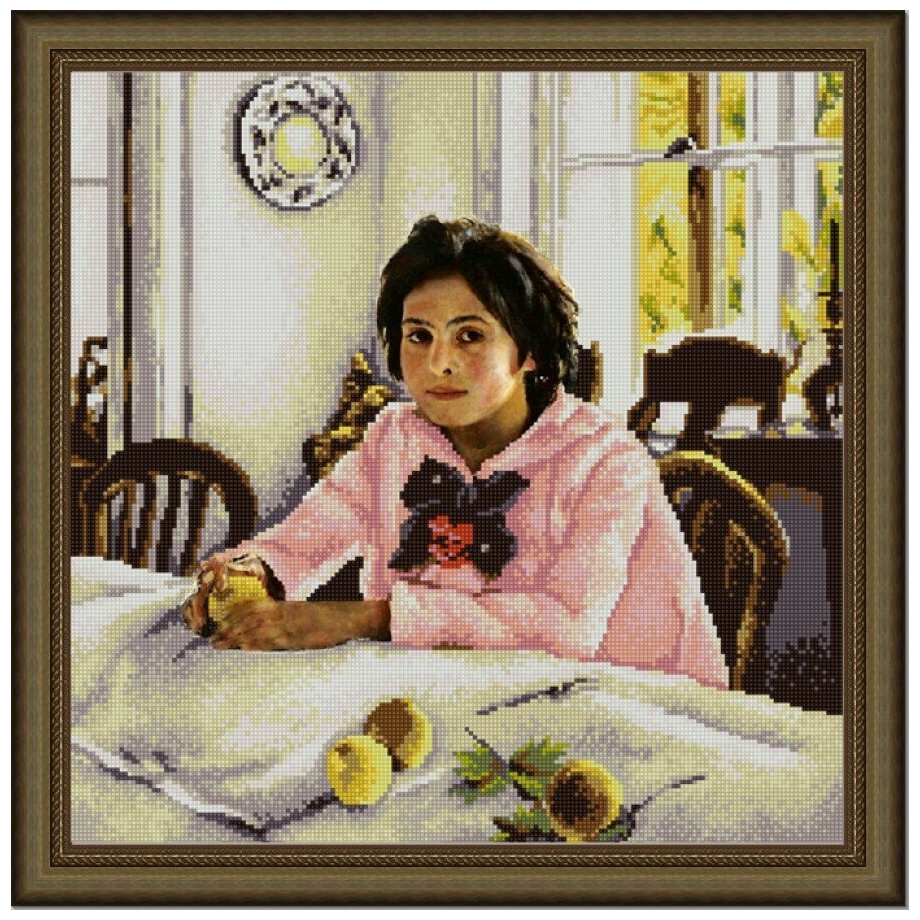 НИК 9824 Девочка с персиками - рисунок на ткани Конёк - фото №1