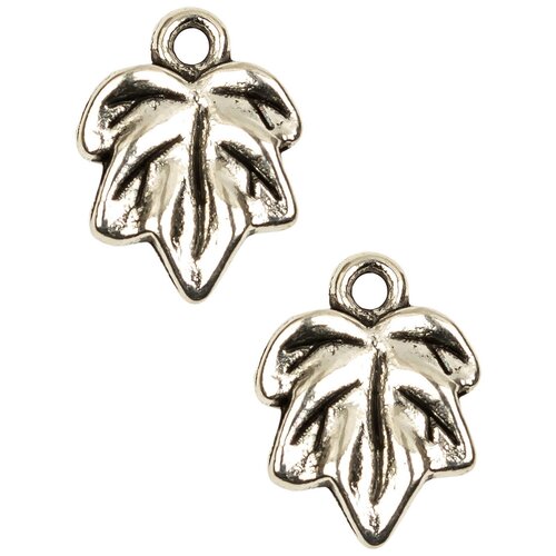 фото Набор подвесок, лист, длина - 15 мм, ширина - 11 мм, толщина - 2 мм, диаметр отверстия - 1, 9 мм, материал: сплав олова с покрытием "старинное серебро", 2 шт. kaboshon