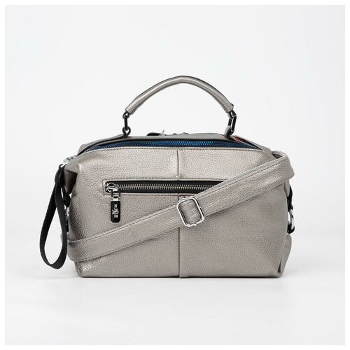 фото Саквояж, 2 отдела на молниях, длинный ремень, цвет бронзовый noname