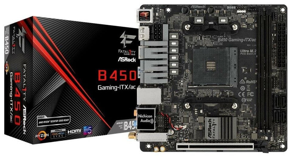 Материнская плата AMD B450 SAM4 MITX B450 GAMING-ITX/AC ASROCK