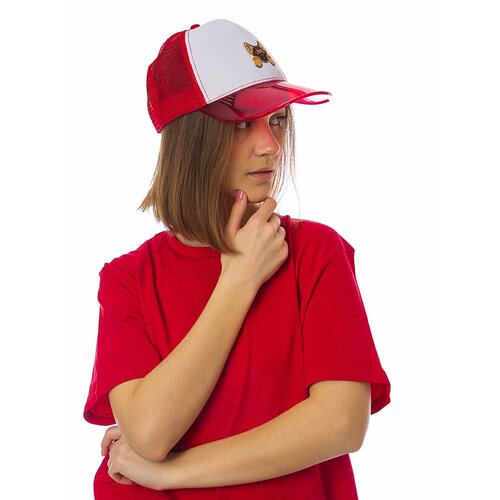 фото Бейсболка modniki для девочек с прозрачным козырьком р.50-52 цв. красный/белый