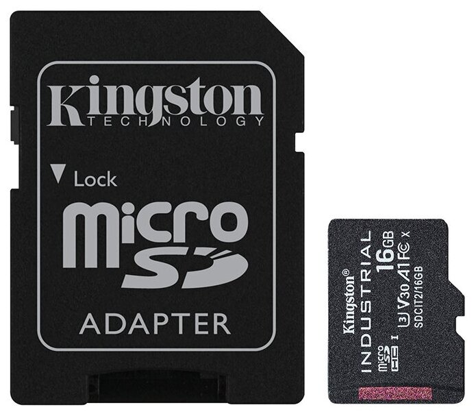 Карта памяти 16Gb - Kingston Micro Secure Digital HC UHS-I Class 3 SDCIT2/16GB с переходником под SD (Оригинальная!)