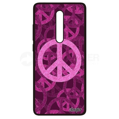 фото Ударопрочный чехол на телефон // xiaomi mi 9t // "peace and love" пацифизм рисунок, utaupia, фиолетовый