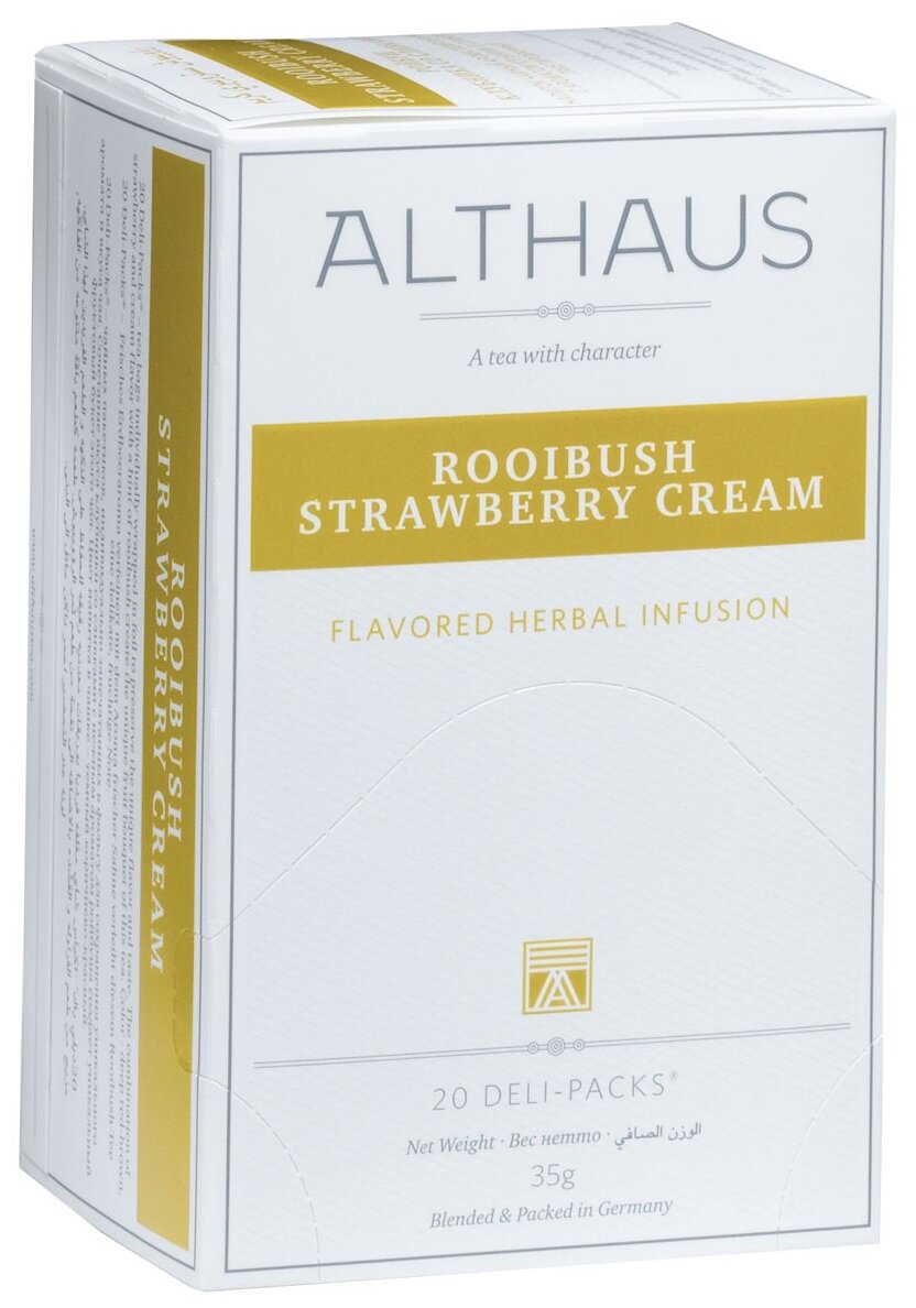 Чай фруктовый Althaus Deli Packs Rooibush Strawberry Cream (Ройбуш Клубника со Сливками), 20 пак.
