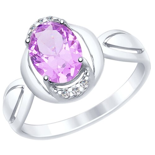 фото Серебряное кольцо sokolov 92011561 с фианитом и аметистом diamant-online