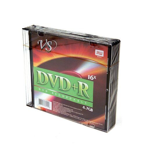 фото Vs диск dvd+r vs 4.7gb 16x slim case, 5шт