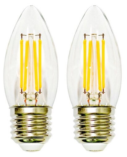 фото Лампы светодиодные филаментные GIS-SOLAR C35-E27-6Вт-3000К-220В 2 шт