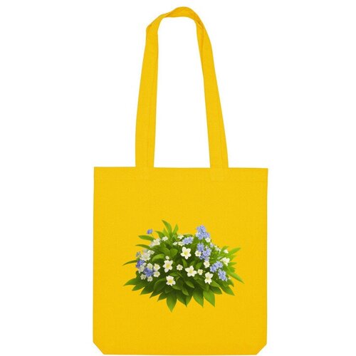 Сумка шоппер Us Basic, желтый сумка белые и голубые цветы зеленое яблоко