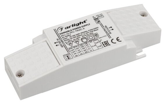 Блок питания ARJ-10-PFC-TRIAC-A (10W, 200-350mA) (Arlight, IP20 Пластик, 5 лет)