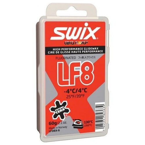 Низкофторовый парафин SWIX LF08X Red, +4°...-4°С, 60 г