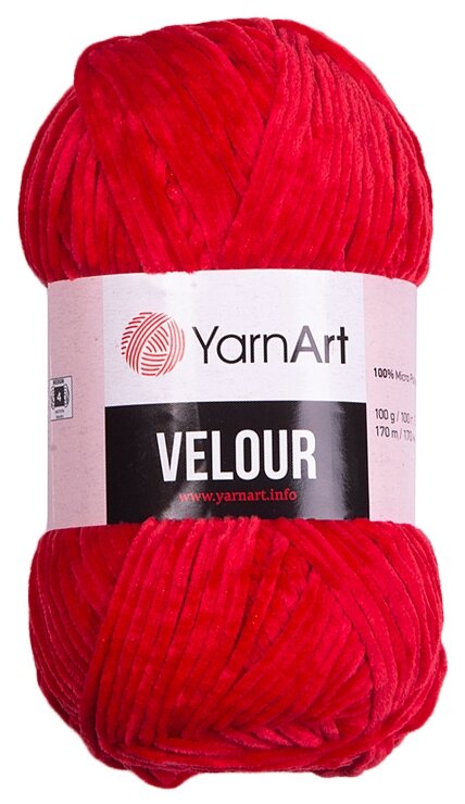 Пряжа YarnArt Velour красный (846), 100% микрополиэстер, 170м, 100г, 1шт