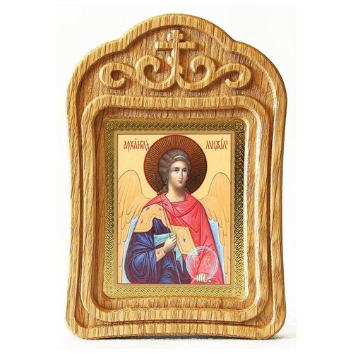 архангел иегудиил икона в резной деревянной рамке Архангел Михаил, Архистратиг (лик № 019), икона в резной деревянной рамке