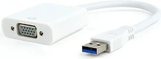 Видео адаптер USB3.0 на VGA Cablexpert U3M-VGAF-01-W внешняя видеокарта для монитора ТВ или проектора 0.15 метра белый