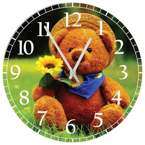 фото Svs настенные часы svs 4001146 kids мишка с цветком