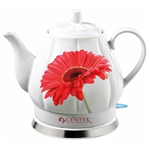 фото Чайник электрический centek ct-0062, керамика, 2 л, 2000 вт, "гербера" qwen