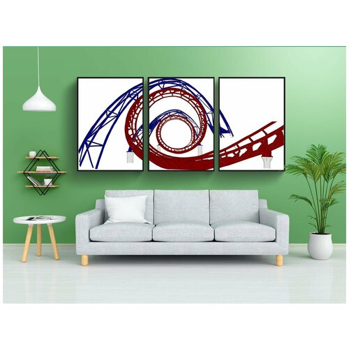 фото Набор модулных постеров для интерьера "горки, трубка, красный" 60x90 см. в тубусе, без рамки lotsprints