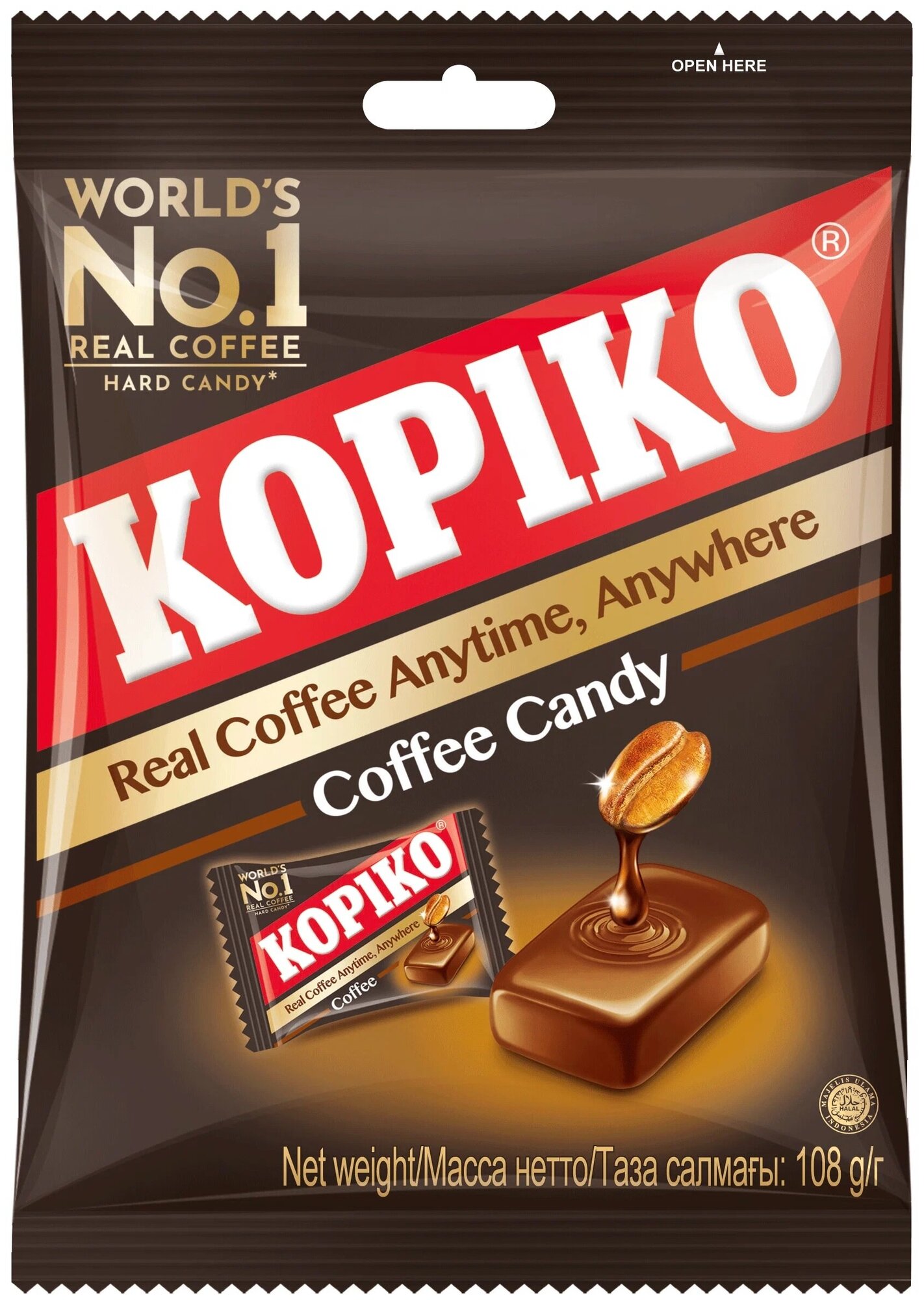 Кофейные леденцы Kopiko Coffee Candy, пакет 108 г - фотография № 1