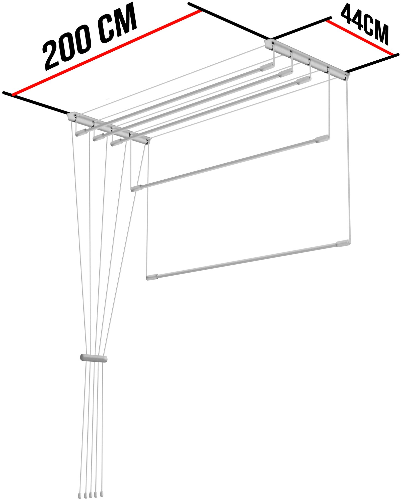 Сушилка для белья настенно-потолочная "Лиана", 5 прутьев, длина 2м - фотография № 4