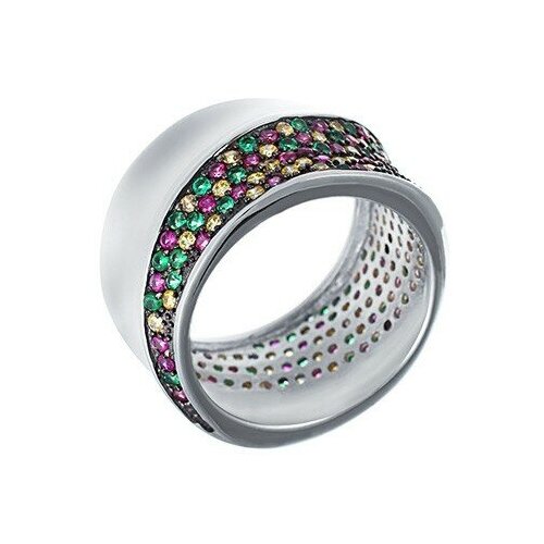 Кольцо JV, серебро, 925 проба, фианит, размер 17 кольца джей ви серебряное кольцо с кубическим цирконием халцедоном