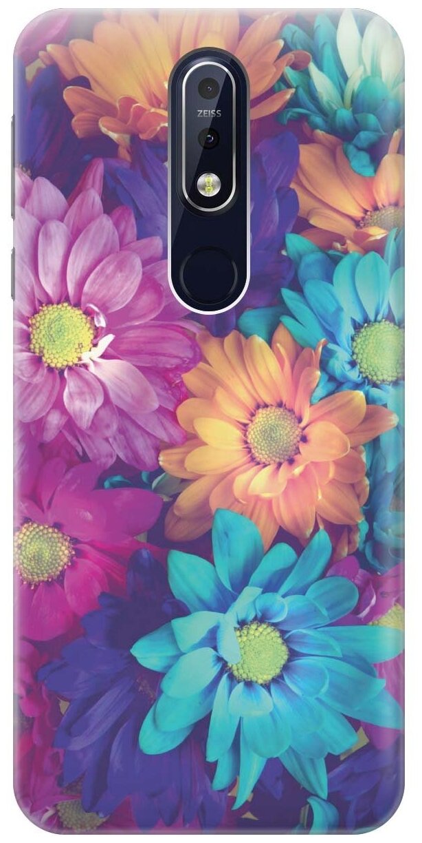 GOSSO Ультратонкий силиконовый чехол-накладка для Nokia 7.1 (2018) с принтом "Много цветов"