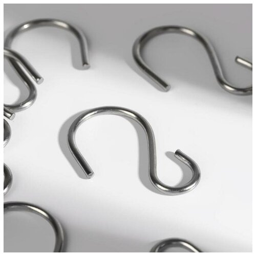 фото Крючок для штор, 25 × 39 мм, 10 шт, цвет серебряный qwen