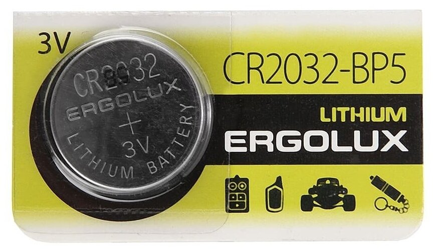 Батарейка Литиевая Ergolux Lithium Таблетка 3v Упаковка 5 Шт. Cr2032-Bp5 ERGOLUX арт. CR2032-BP5