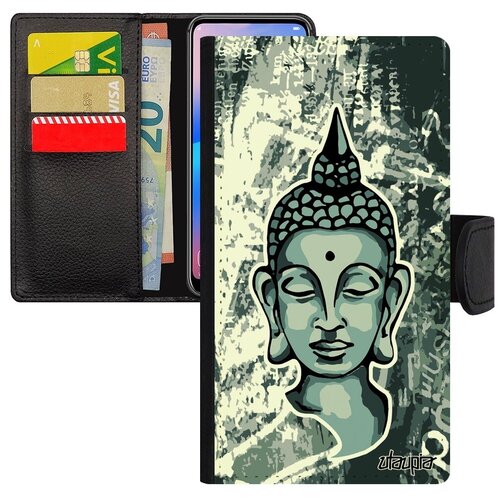 фото Простой чехол-книжка на смартфон // apple iphone x // "будда" мандала тибет, utaupia, серый