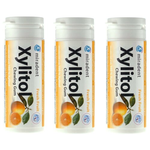 фото Жевательная резинка miradent xylitol (свежие фрукты) (3 упаковки) docdont