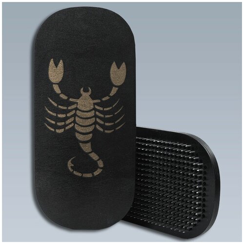 фото Доска с гвоздями садху для йоги / овал / знаки зодиака скорпион - 1764 / черная чакра