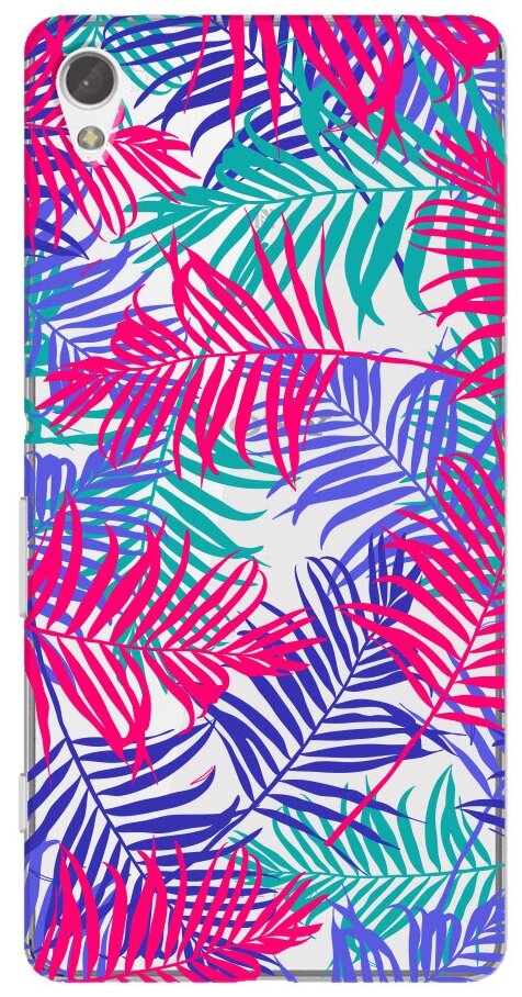 Чехол и защитная пленка для Sony Xperia Z3+ Deppa Art Case Jungle пальмы