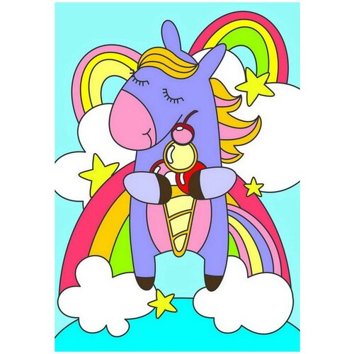 фото Набор для творчества lori картина по номерам для малышей радужный единорожка