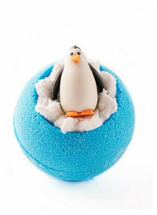 Бомбочка для ванны. Бурлящий шар с игрушкой "Пингвин", гейзер шарик 130 гр шипучка для ванны