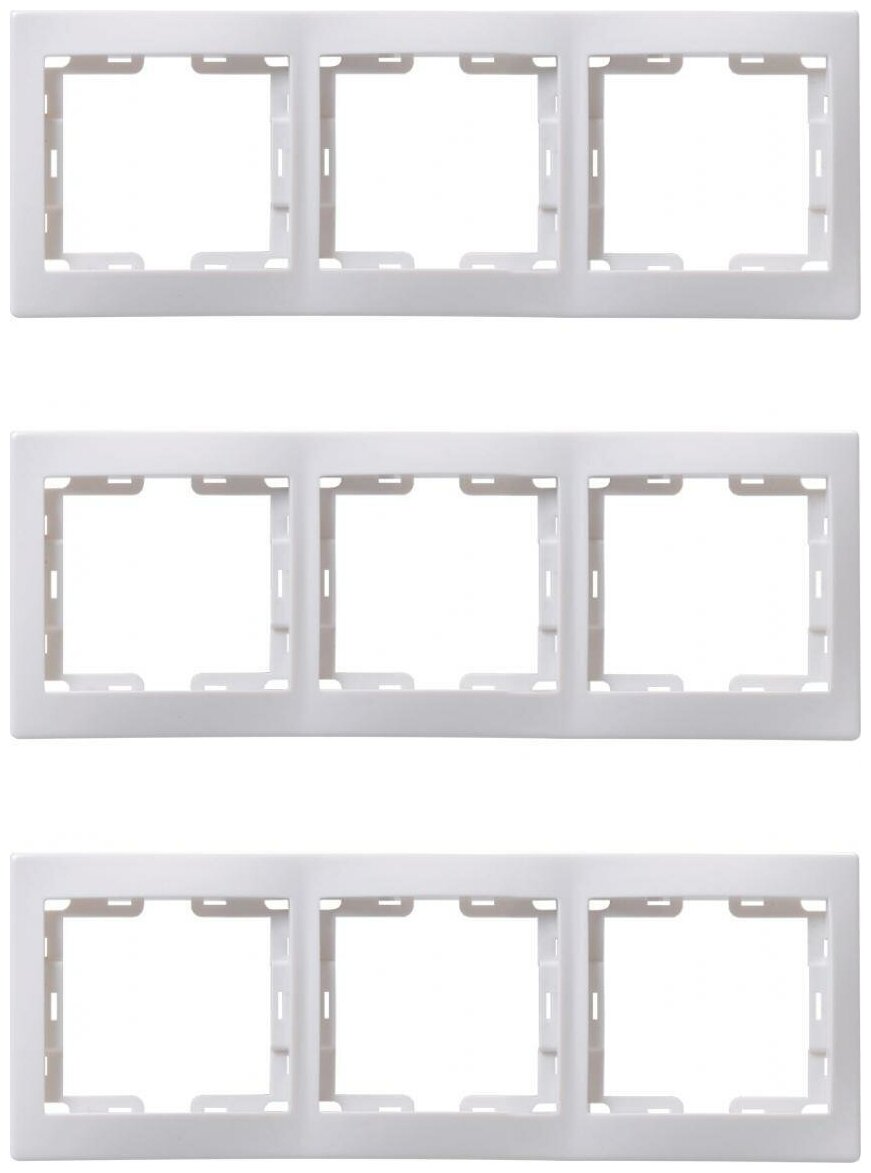 Рамка IEK Кварта трехместная горизонтальная белая (комплект из 3 шт)