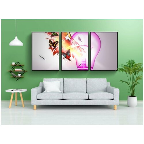 фото Набор модулных постеров для интерьера "бабочка, стильный, концептуальный" 60x90 см. в тубусе, без рамки lotsprints