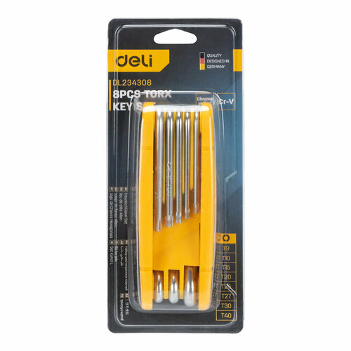 Набор складных шестигранных ключей TORX Deli DL234308 набор универсальный ключей велосипедных складной ключ звездочка torx t9 t10 t15 t20 t25 t27 t30 t40 bikehand