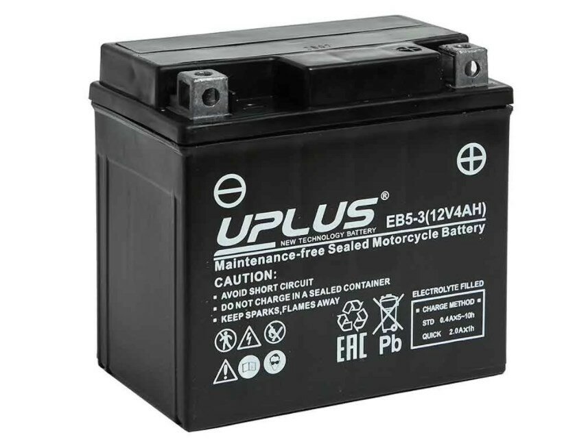 Аккумулятор (мото) 12V UPLUS EB5-3 4Ah/70 клеммы под винт /113x70x105/