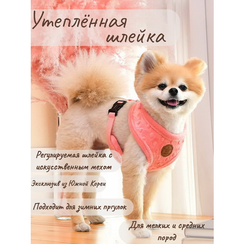 Шлейка для собак утеплённая PINKAHOLIC Polina, розовая, M (Южная Корея)