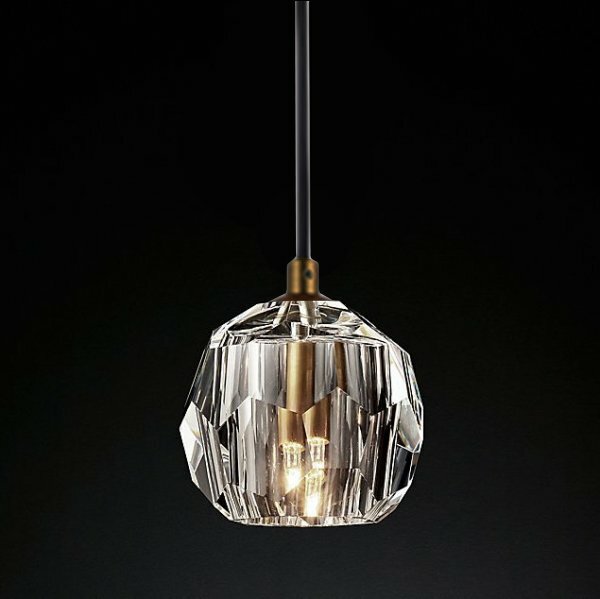 фото Подвесной светильник RH Boule De Cristal Single Rod Pendant Brass
