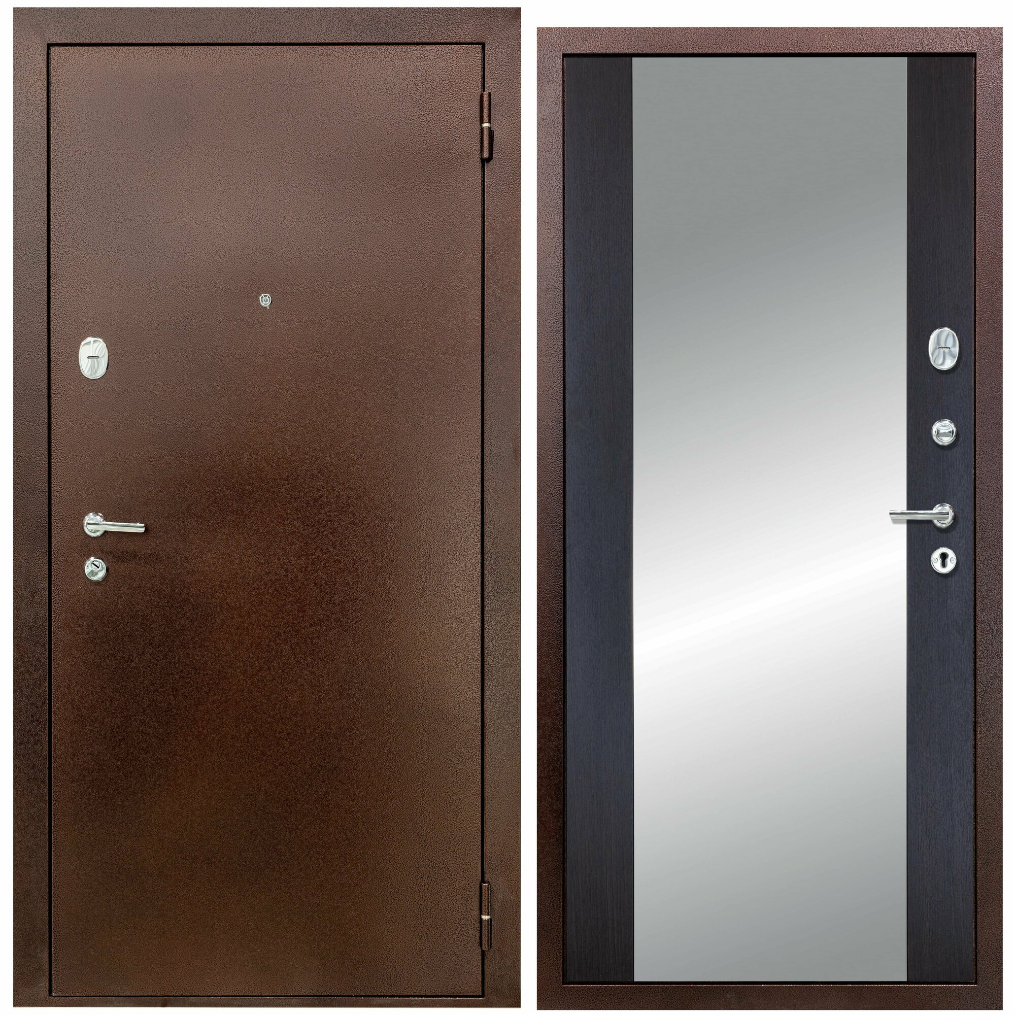 Дверь входная металлическая DIVA 510 Зеркало 2050х960 Правая Антик медь - Д15 Венге, тепло-шумоизоляция, антикоррозийная защита для квартиры и дома