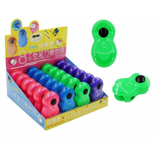 Набор 2в1 точилка ластик Восьмерка 7 см с контейнером и крышкой для ластика цвет синий 209₽