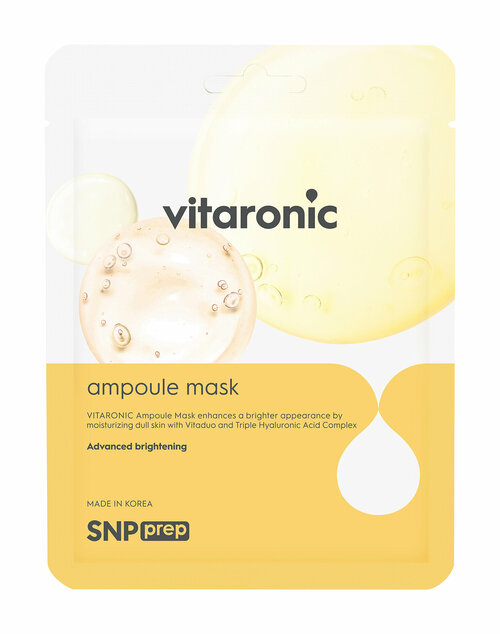 Тканевая маска для сияния кожи лица SNP Prep Vitaronic Ampoule Mask