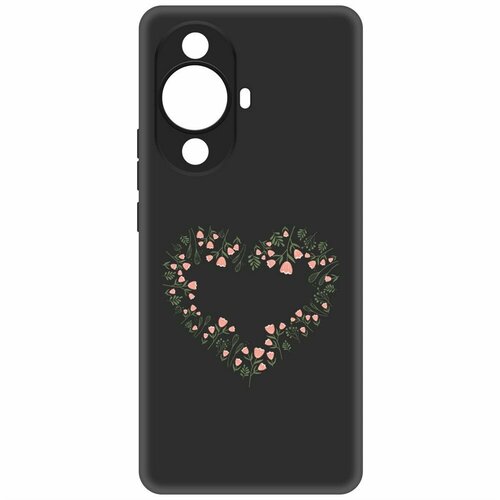 Чехол-накладка Krutoff Soft Case Цветочное сердце для Huawei Nova 11 Pro черный чехол накладка krutoff soft case цветочное сердце для huawei mate 60 pro черный