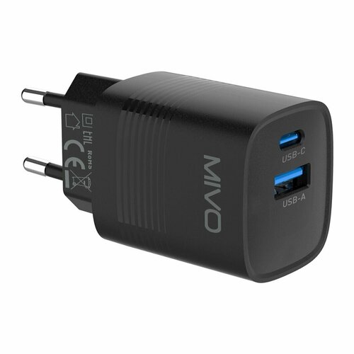 Сетевое зарядное устройство Mivo MP-301Q, 30W, Type-C+USB черный