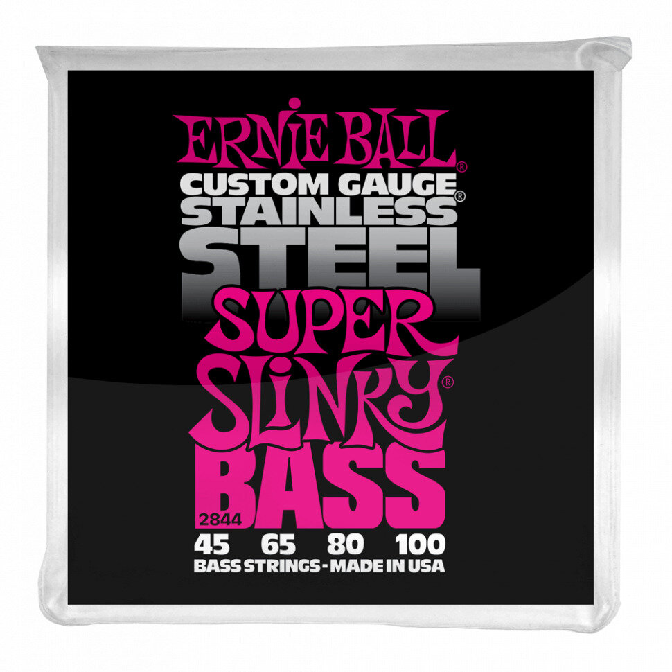 Ernie Ball 2844 Stainless Steel - Струны для бас-гитары, Super Slinky (45-100)