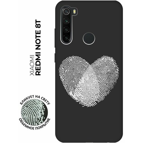 Матовый чехол Lovely Fingerprints W для Xiaomi Redmi Note 8T / Сяоми Редми Ноут 8Т с 3D эффектом черный матовый чехол lovely fingerprints w для xiaomi redmi 7 сяоми редми 7 с 3d эффектом черный