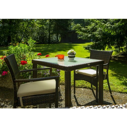 Стол обеденный садовый Konway Panama, 80х80, ротанг, стекло, алюминий, цвет под кожу